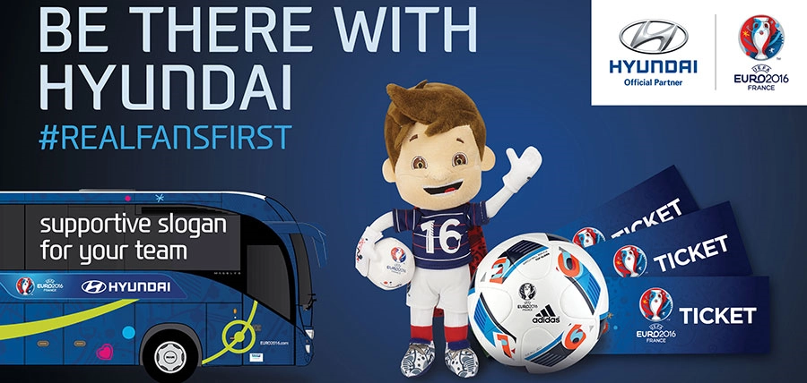 Navijači su izabrali službene nacionalne UEFA EURO 2016™ slogane Hyundai je u suradnji s UEFA-om održao “Be There With Hyundai” kampanju, u sklopu koje su izabrani i objavljeni pobjednički motivacijski slogani za 24 nacionalne momčadi koje su sudionici UEFA EURO 2016 završnice.